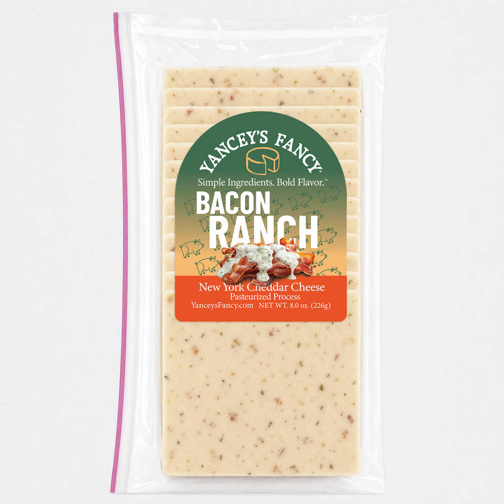 Yancey's fancy Bacon Ranch Cheddar 8 ounce slice pack.