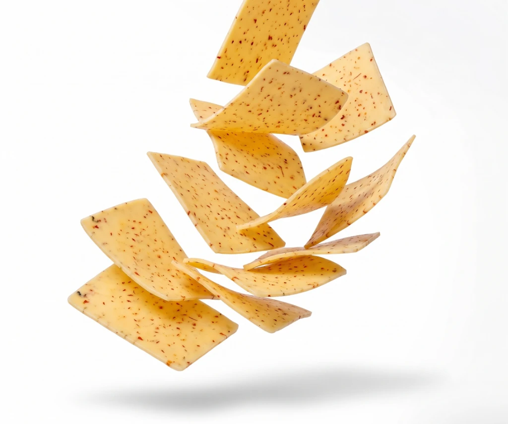 Yancey's Fancy Buffalo Wing Hot Sauce Cheese slices falling.