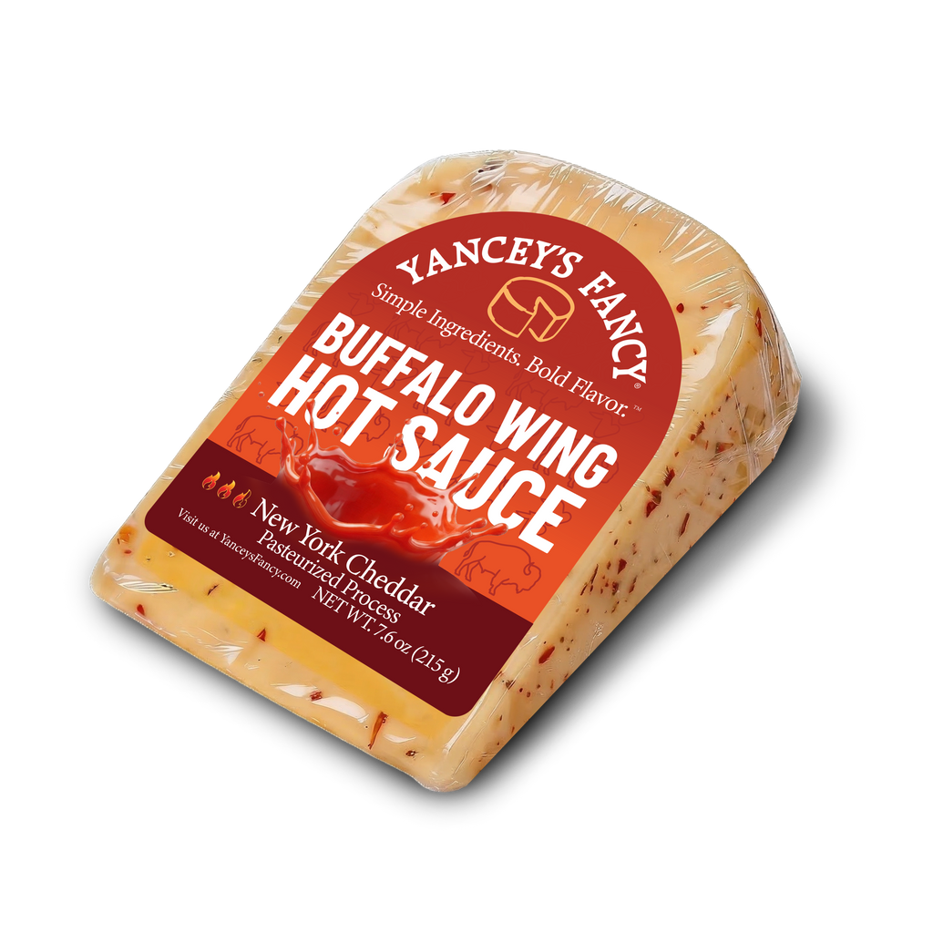 Yancey's Fancy Buffalo Wing Hot Sauce Cheese 7.6 ounce wedge.