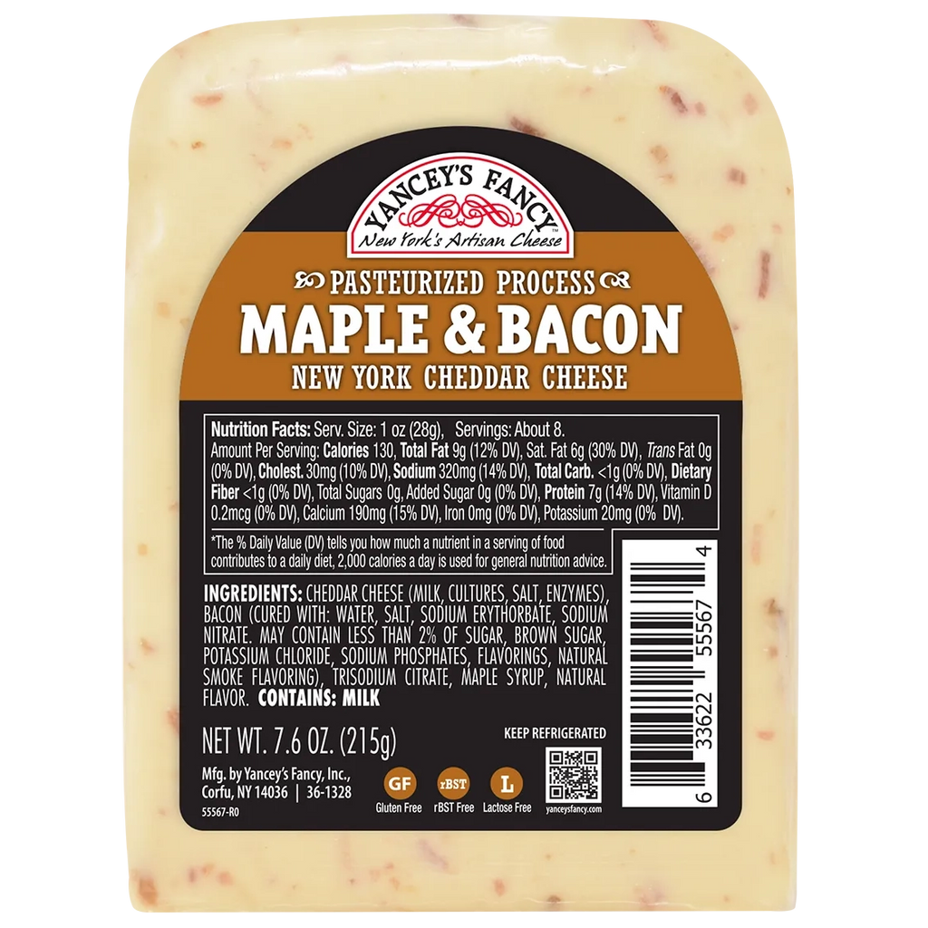 Yancey's Fancy Maple & Bacon Cheddar Cheese.