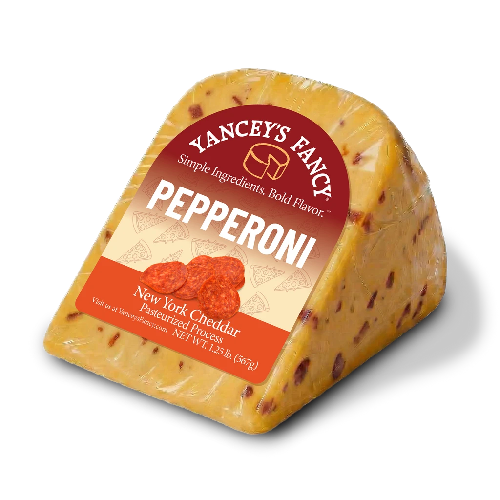 Yancey’s Fancy Pepperoni Cheddar Cheese.
