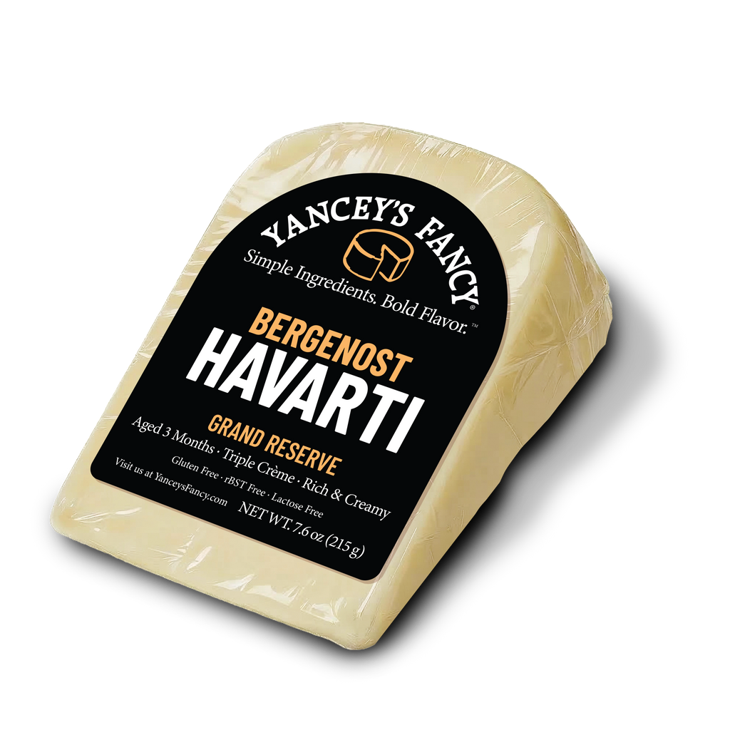 Yancey's Fancy Bergenost Havarti Cheese 7.6 ounce wedge.