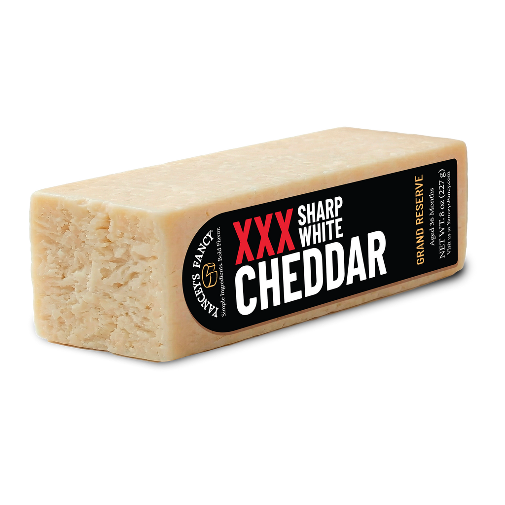 Yancey's Fancy XXX Sharp White Cheddar Cheese.