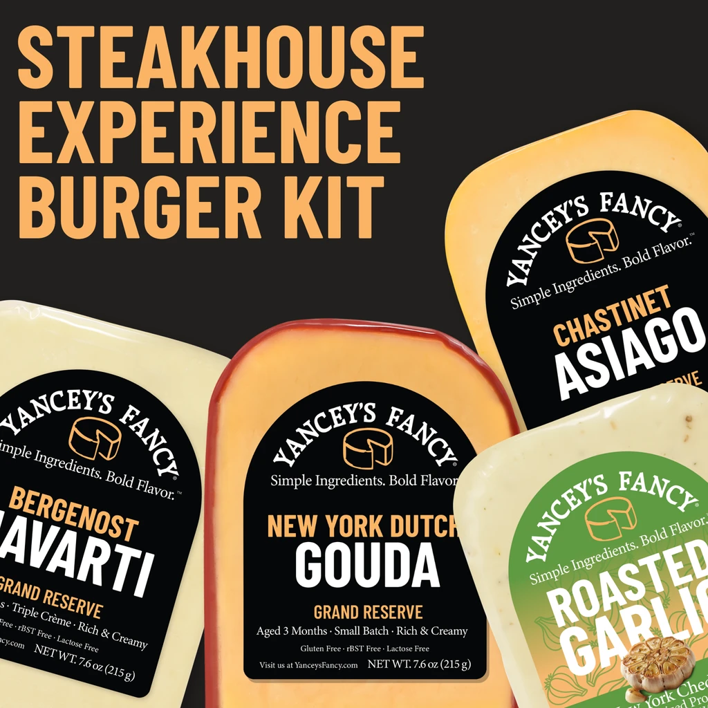 Yancey's Fancy Steakhouse Experience Thick-Cut Burger Recipe Cheese Pack.