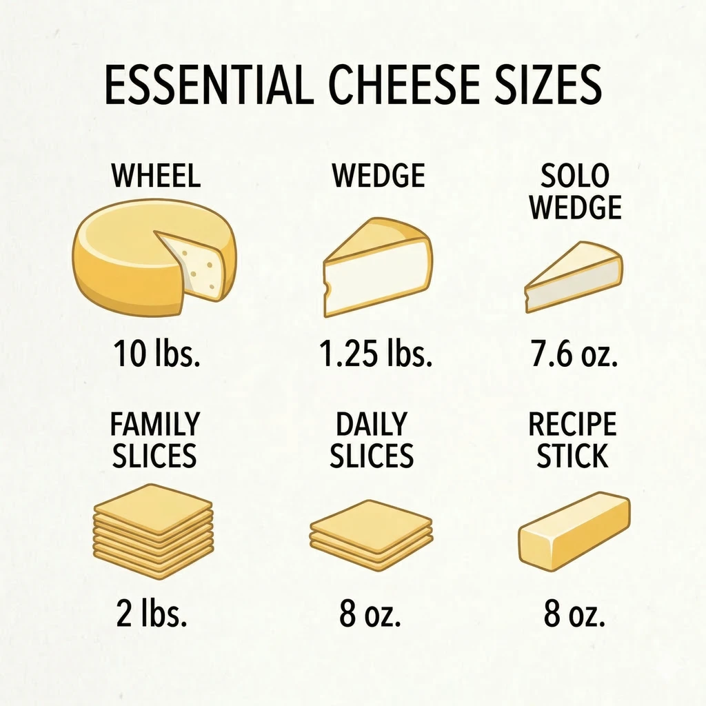 Yancey’s Fancy Sizes: 10lb Wheel, 7.6oz & 1.25oz Wedges, 8oz Stick, 8oz & 2lb Slices.