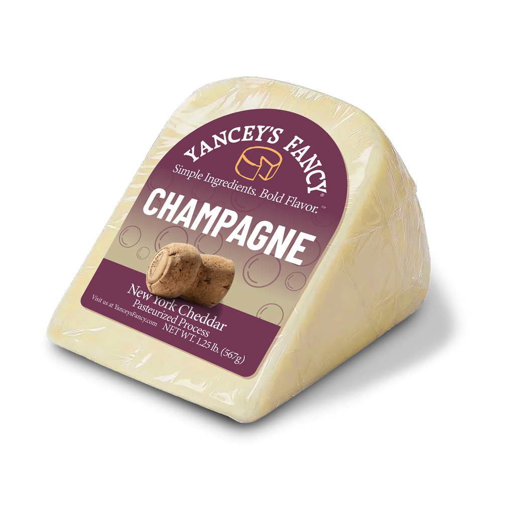 Yancey's Fancy Champagne Cheddar Cheese 1.25 pound wedge.