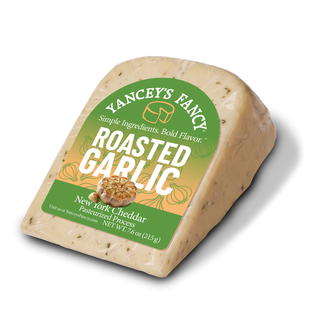 Yancey's Fancy Roasted Garlic Cheddar Cheese.