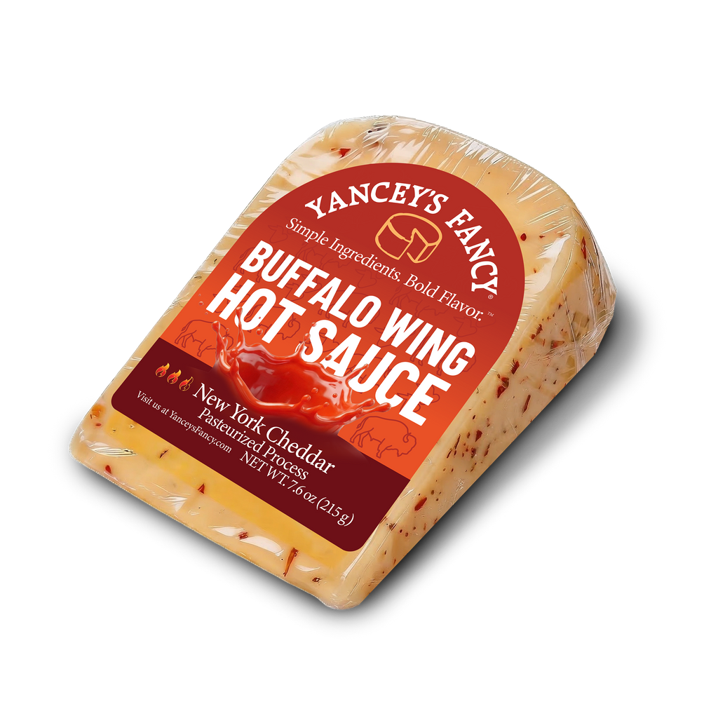 Yancey's Fancy Buffalo Wing Hot Sauce Cheddar 7.6 ounce wedge.