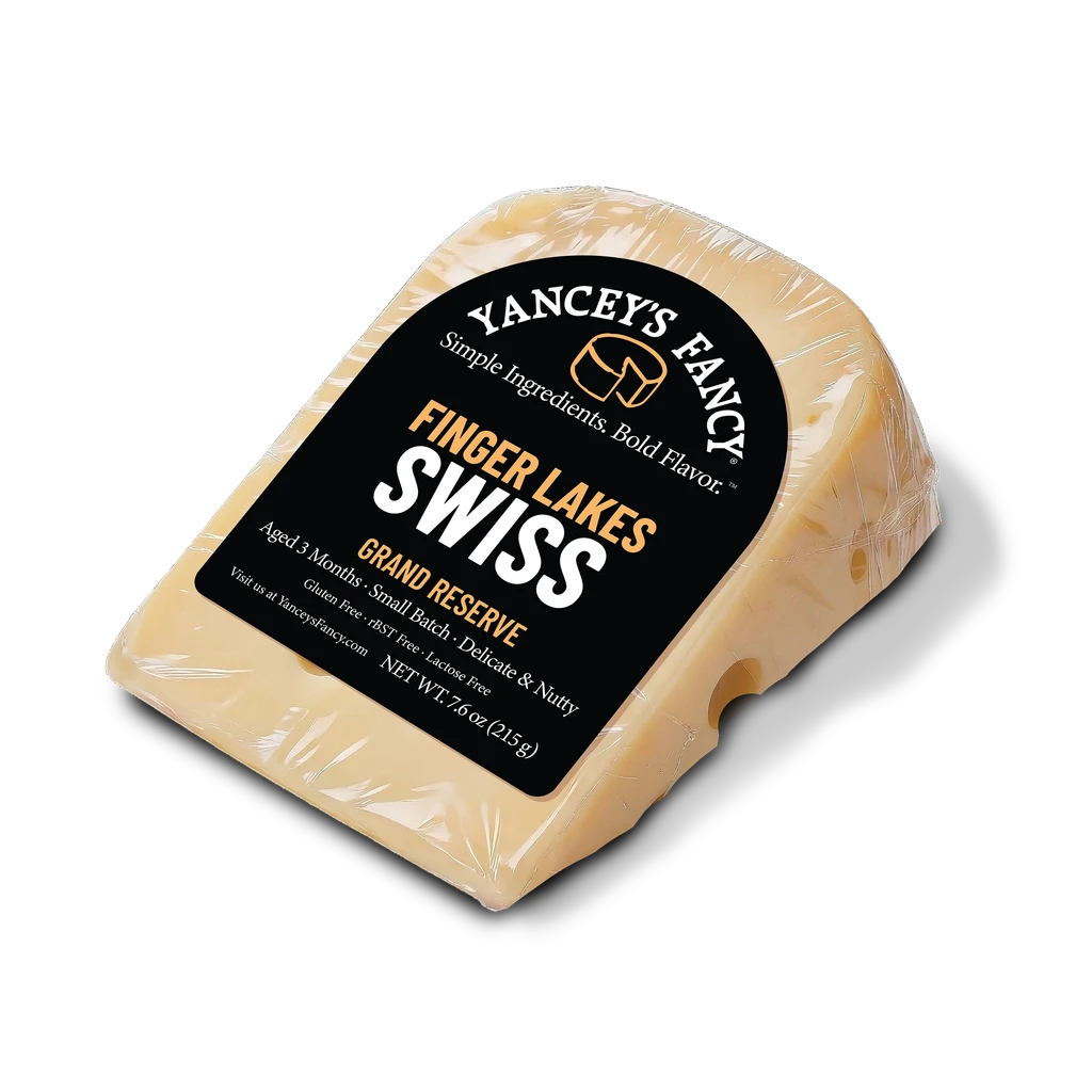 Yancey's Fancy Finger Lakes Swiss Cheese 7.6 ounce wedge.