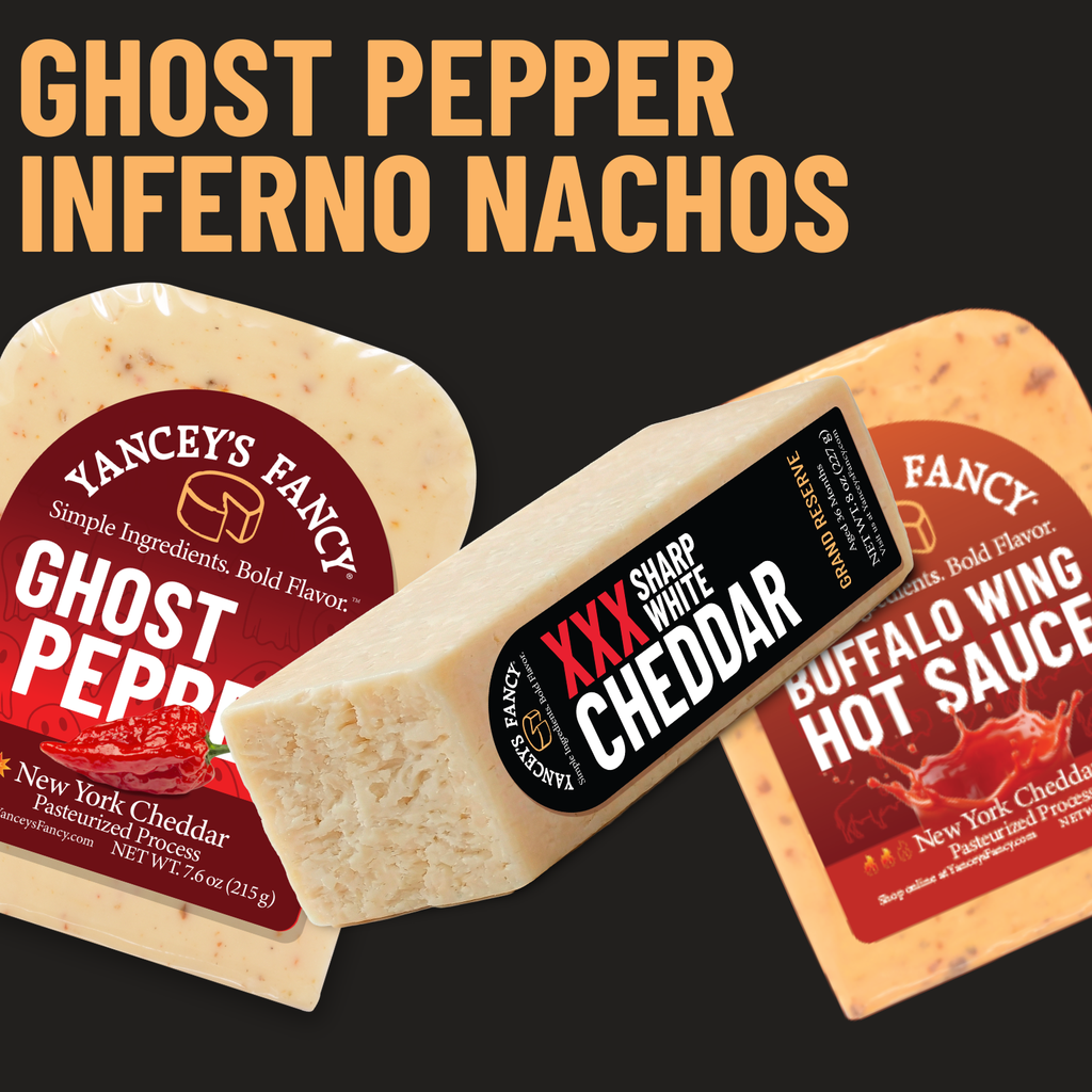 Yancey's Fancy Ghost Pepper Inferno Nacho Recipe Cheese Bundle.
