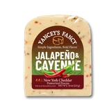 Yancey's Fancy Jalapeno & Cayenne Cheddar Cheese. Cheese wedge.