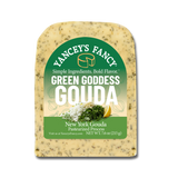 Yancey’s Fancy Green Goddess Gouda Cheese wedge.