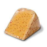 Unpackaged wedge of Yancey's Fancy Buffalo Wing Hot Sauce Cheese.