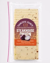 Yancey's Fancy Steakhouse Onion Cheddar 8 ounce slice pack in packaging.