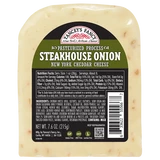 Previous packaging label and barcode information for Yancey's Fancy Steakhouse Onion Cheddar.