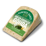 Yancey's Fancy Green Goddess Gouda Cheese 7.6 ounce wedge.