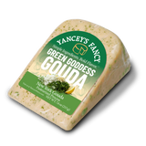 Yancey's Fancy Green Goddess Gouda Cheese 7.6 ounce wedge.