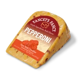 Yancey’s Fancy Pepperoni Cheddar Cheese 7.6 ounce wedge.
