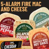 Yancey's Fancy 5-Alarm Fire Mac and Cheese included cheese bundle.