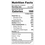 Yancey's Fancy Beef Summer Sausage Nutritional Facts for 12 ounce package.
