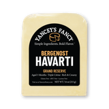 Yancey's Fancy Bergenost Havarti Cheese 7.6 ounce wedge packaged.