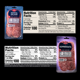 Dietz & Watson Sopressata and Genoa Salami nutritional labels.