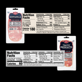 Mortadella and Prosciutto meat nutritional labels and images.