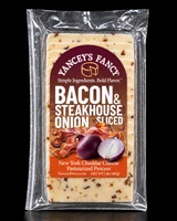 Yancey's Fancy Steakhouse Onion with Bacon 8.0 ounce slices with label.