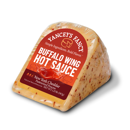 Yancey's Fancy Buffalo Wing Hot Sauce Cheese 1.25 pound wedge.