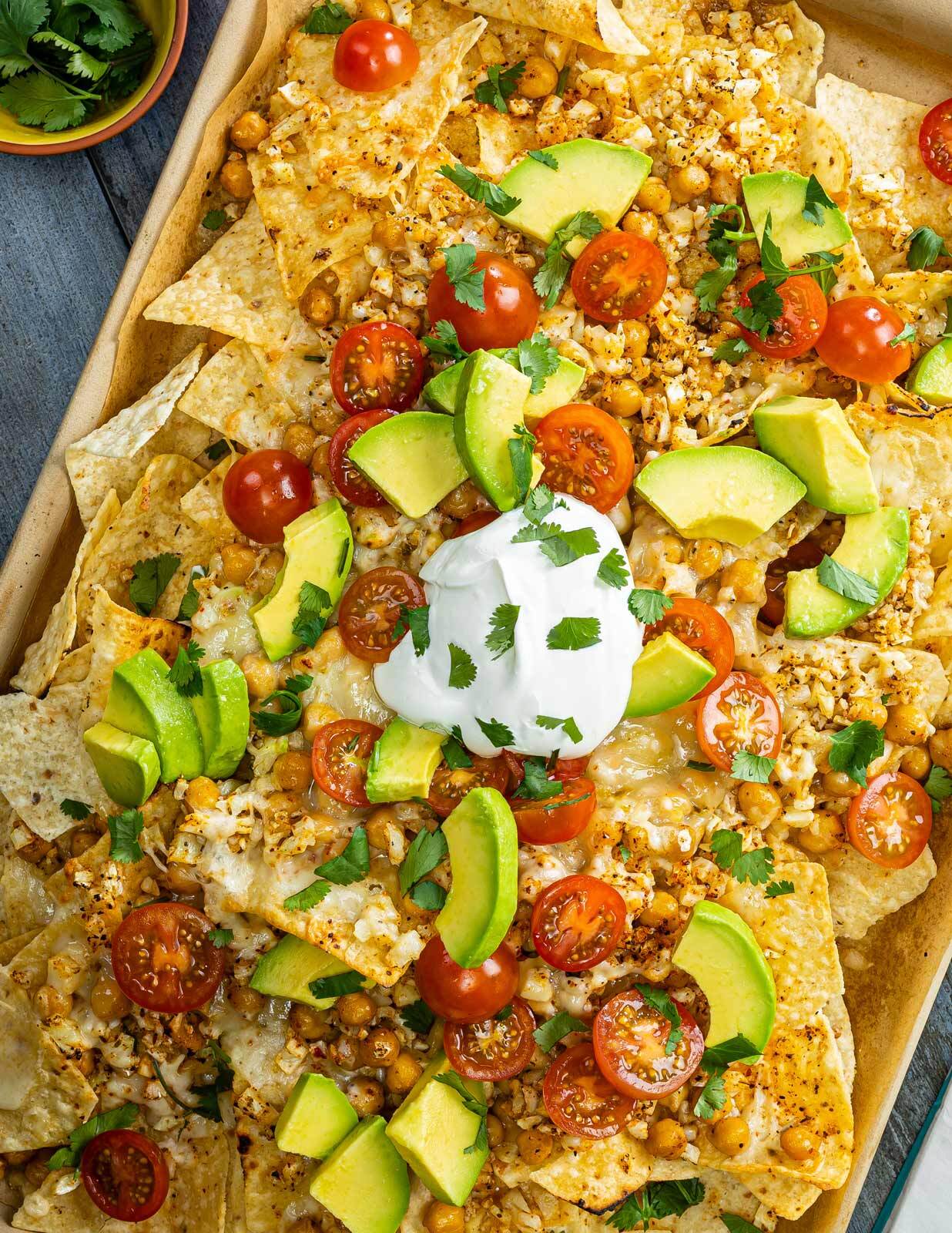 Cauliflower Garbanzo Nachos