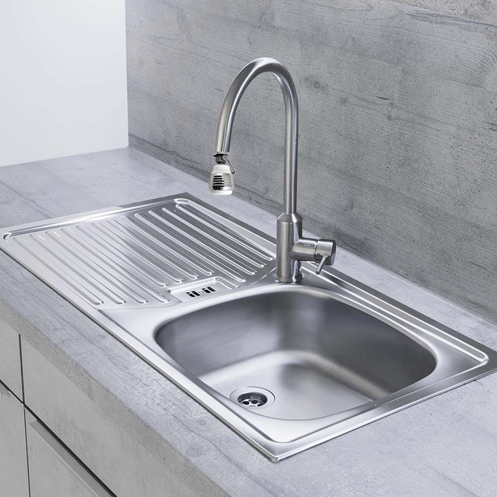 Chrome and White Dual-Spray Swivel Aerator