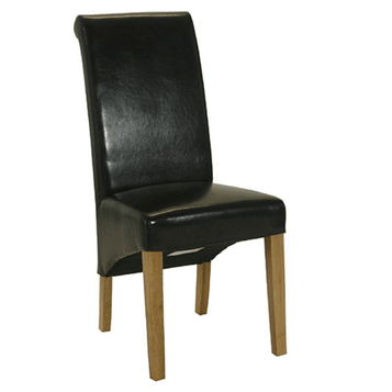 Milano Oak Leather Roll Top Chair - Matt Brown