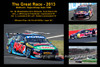 644 - The Great Race 2013 - A collage of 4 photos showing the first three place getters from  Bathurst 2011 with winners time and laps completed.