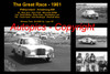 592 - The Great Race 1961 - A collage of the first three place getters from  Phillip Island 1961 with winners time and laps completed. Firth / Jane Mercedes 220SE McKay / Foley / Studebaker Lark Coad / Roxburgh Vauxhall Velox