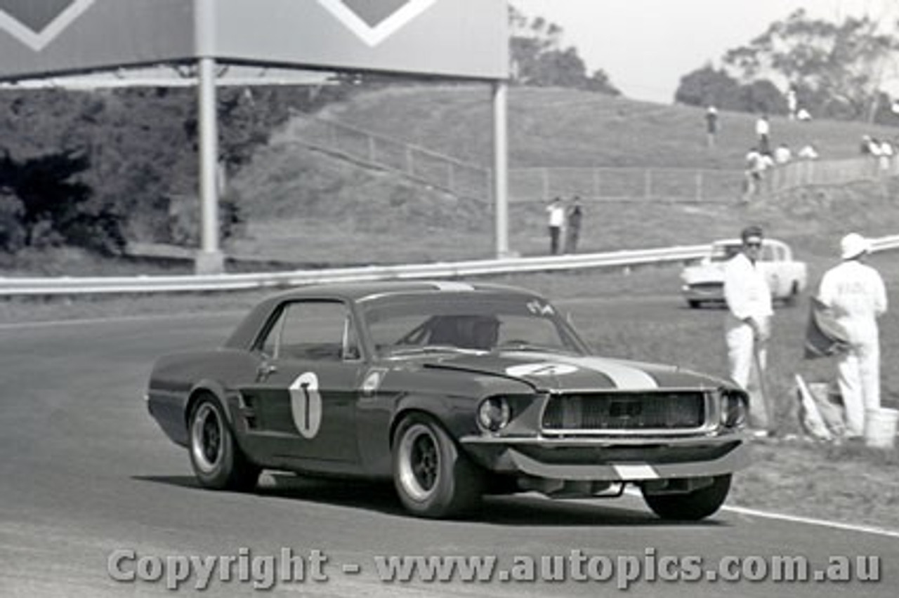 69126 - Bob Jane - Ford Mustang -  Sandown 16th February 1969 - Photographer Peter D Abbs