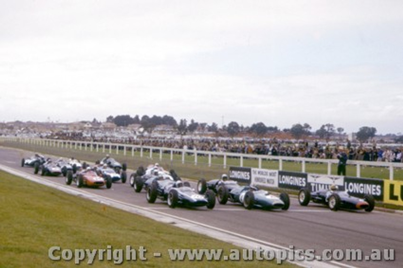 63575 - Start of the 1963 Sandown International - T. Maggs Lola - J. Brabham Brabham - B. McLaren Cooper - Photographer Peter D Abbs