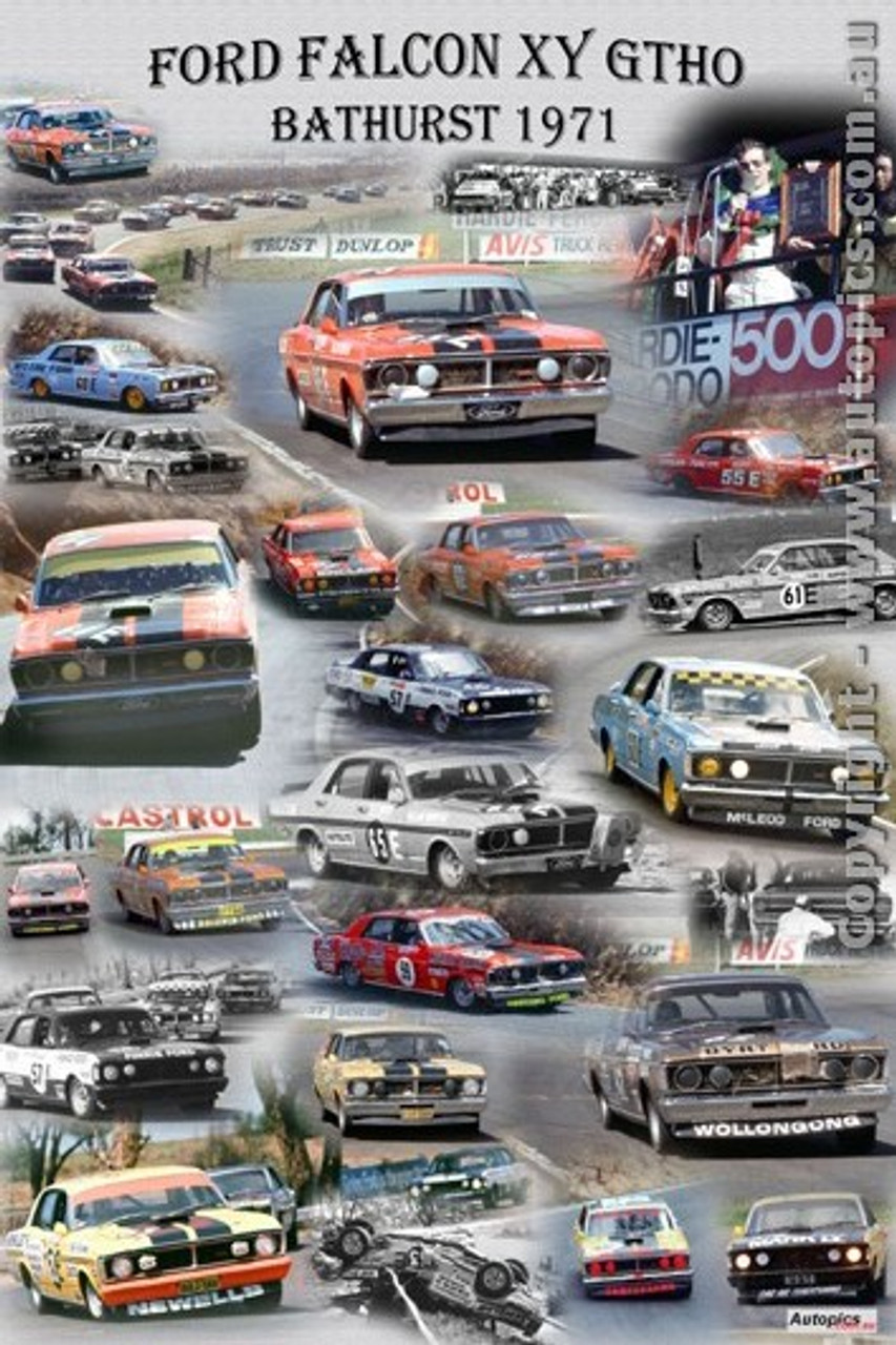 Ford Falcon XY GTHO - A collage of the Phase 3 Falcons that raced at Bathurst in 1971