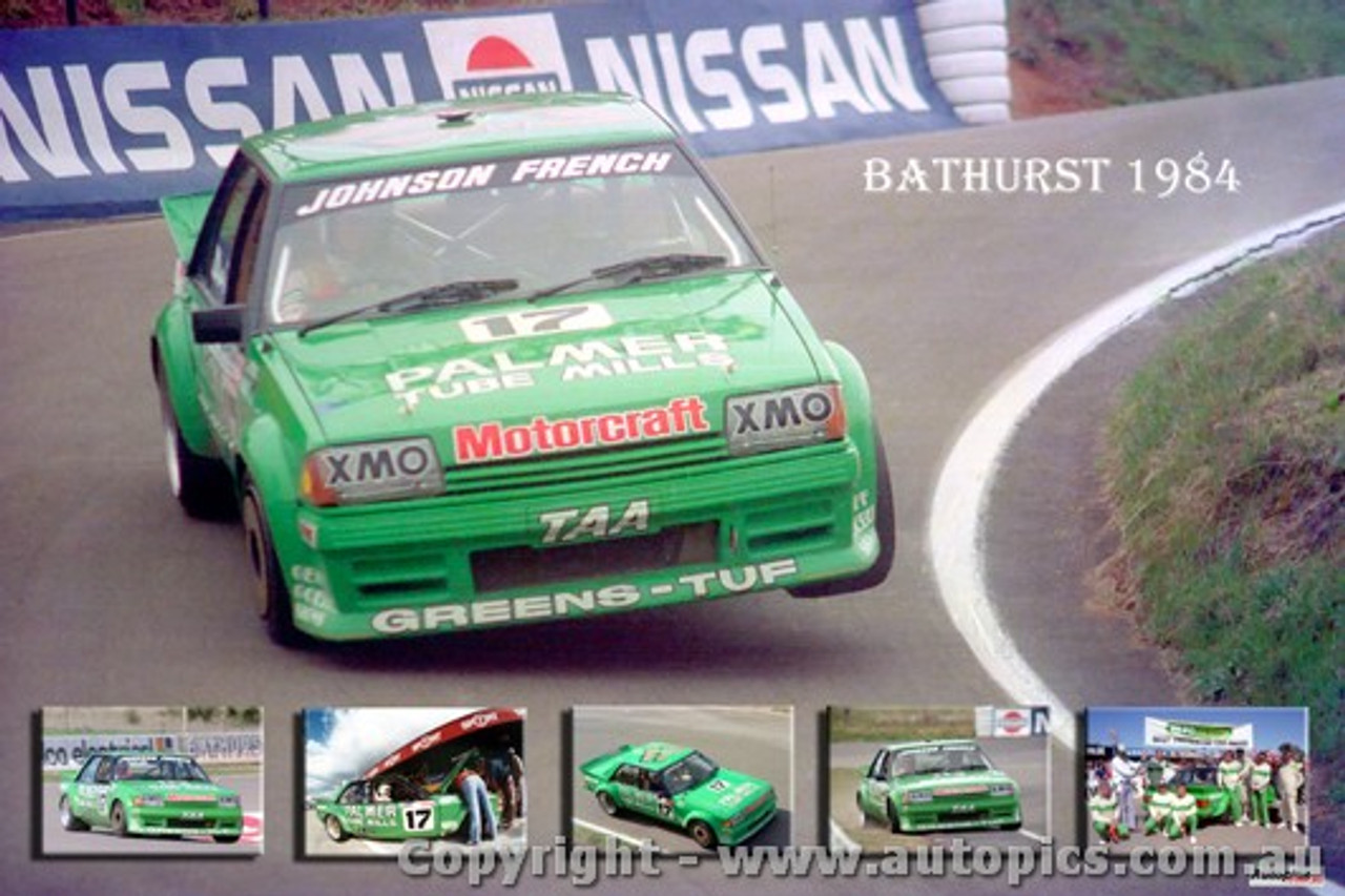 Dick Johnson & John French XE Falcon - A collage of photos from Bathurst 1984