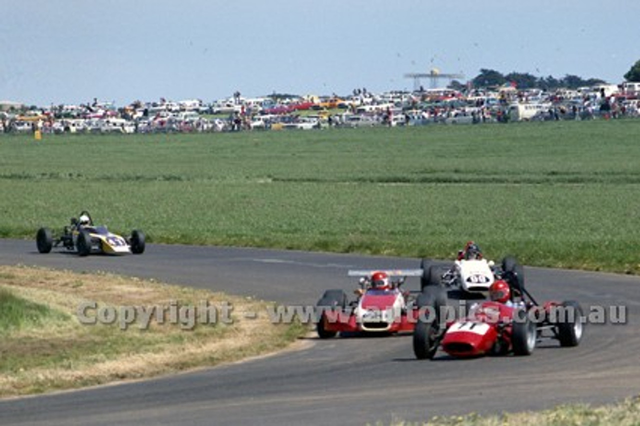 73541 - A. Powell, Bonner Powell / B. Nissen, Elfin 600B / W. Dungan, Wren / I. Mather, Warlock - Phillip Island 15th October 1973 - Photographer Peter D'Abbs