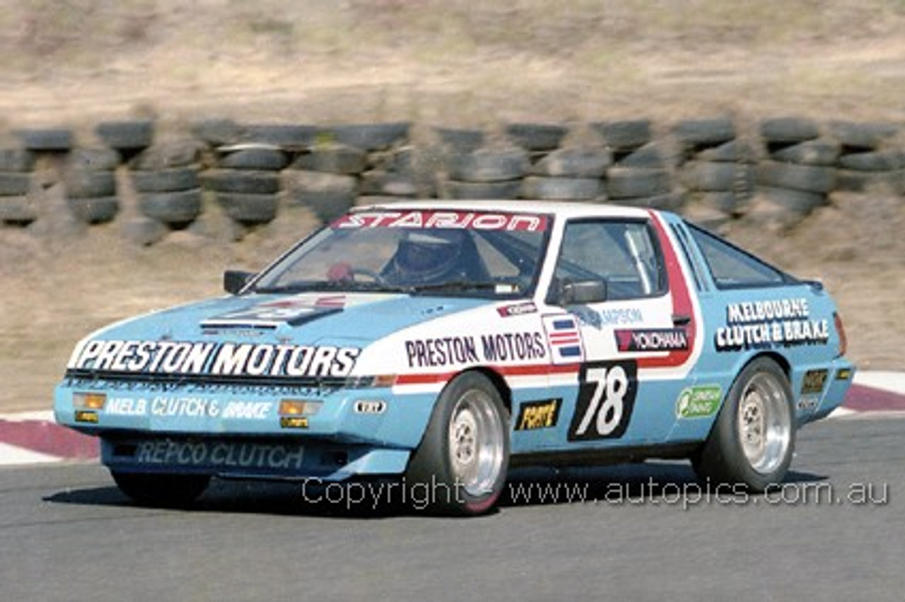85047 - Brian Sampson, Mitsubishi Starion - Amaroo 7th July 1985 - Photographer Lance J Ruting