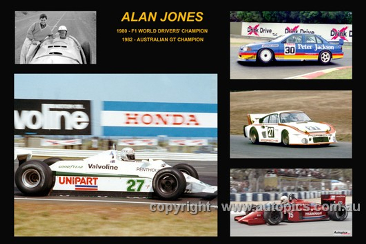 379 - Alan Jones - A collage of a few of the cars he drove during his career