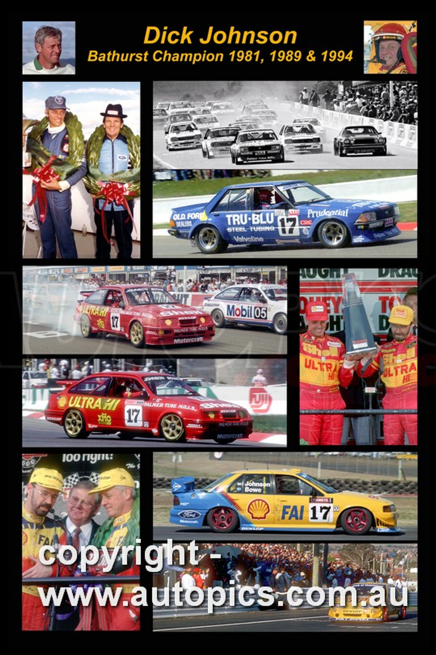 383 - Dick Johnson - A collage of his Bathurst  winning cars - 1981, Falcon XD - 1989, Sierra RS500 - 1994, Falcon EB