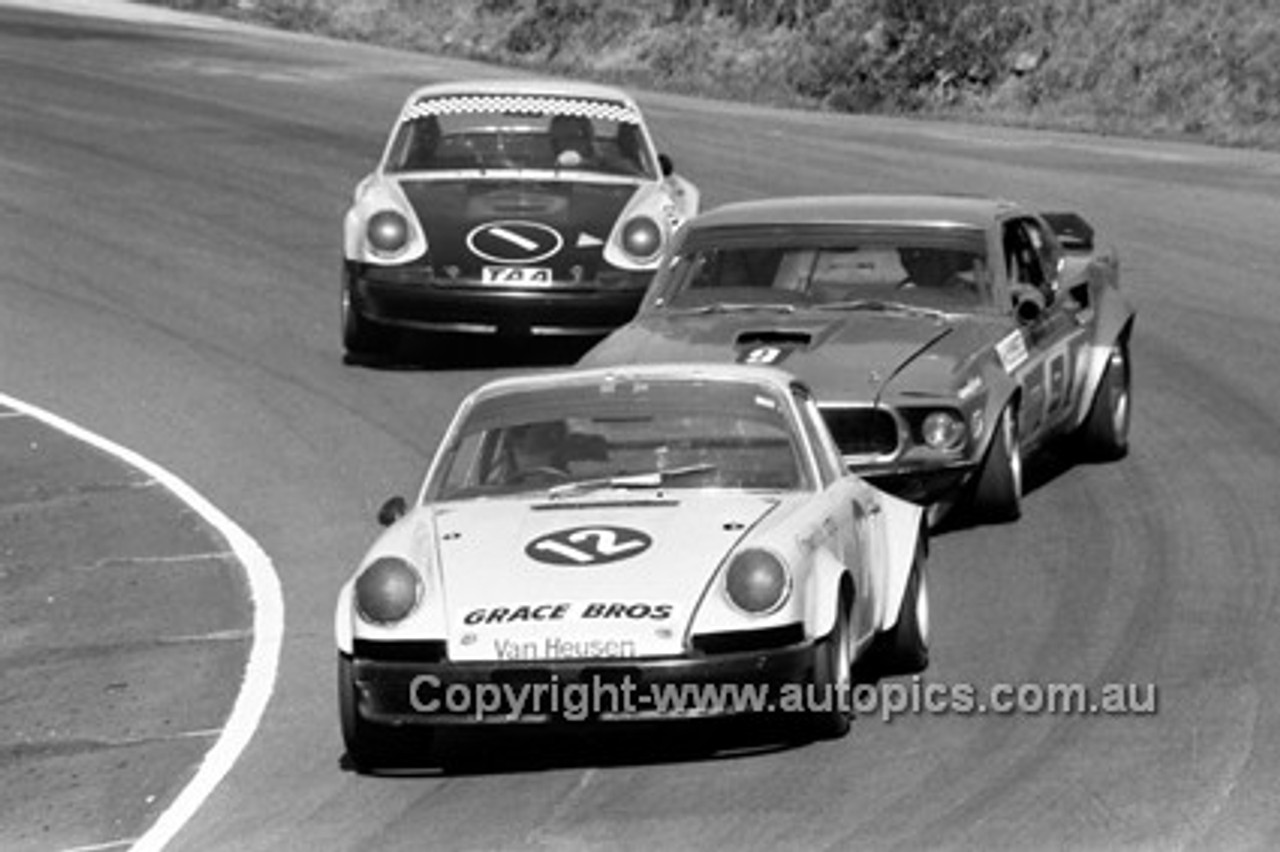 73211 -  L. Geoghegan, Porsche, A. Moffat, Trans AM Mustang, I. Geoghegan, Porsche -  Amaroo 18th August 1973 - Photographer Lance J Ruting