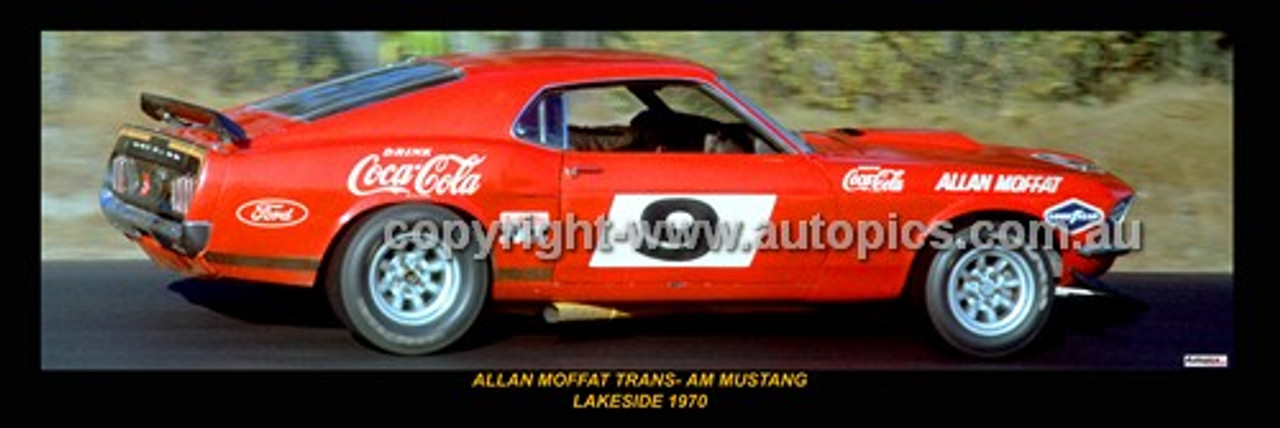 339 - Allan Moffat, Trans-Am Mustang - Lakeside 1970 -  A Panoramic Photo 30x10inches.