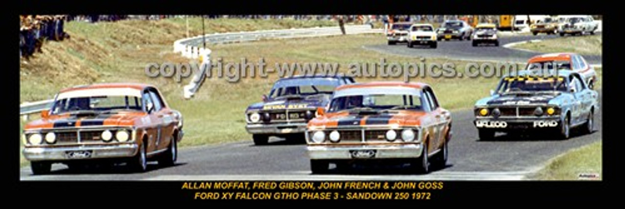 333 - MOFFAT, GIBSON, FRENCH & GOSS - FALCON XY - SANDOWN 1972 - A Panoramic Photo 30x10inches.