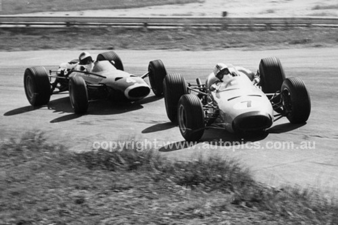 67619 -  Kevin Bartlett, Brabham BT11A Climax & Piers Courage, BRM P261 V8 - Tasman Series Lakeside 1967