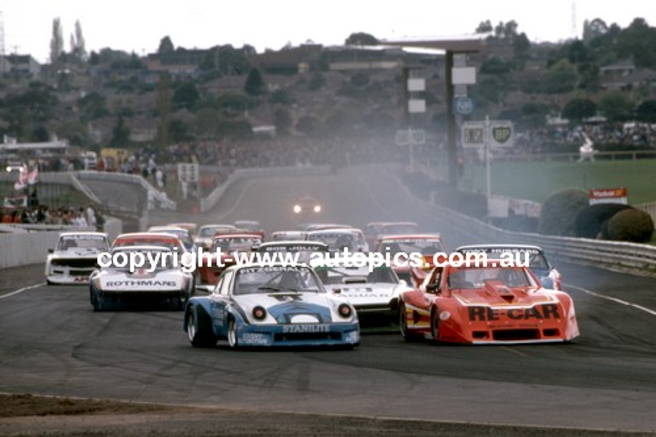 84433 - Allan Grice, Chev Monza Leads into the first corner at Sandown 1984