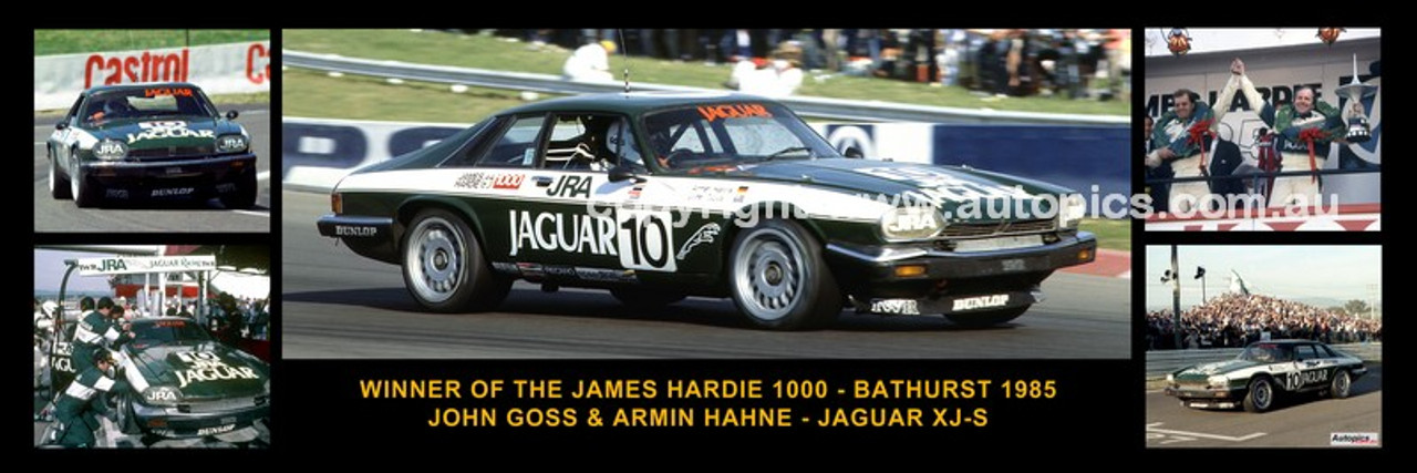 177 - John Goss & Armin Hahne Jaguar XJ-S - Bathurst Winner 1985 -  A Panoramic Photo 30x10 inches.