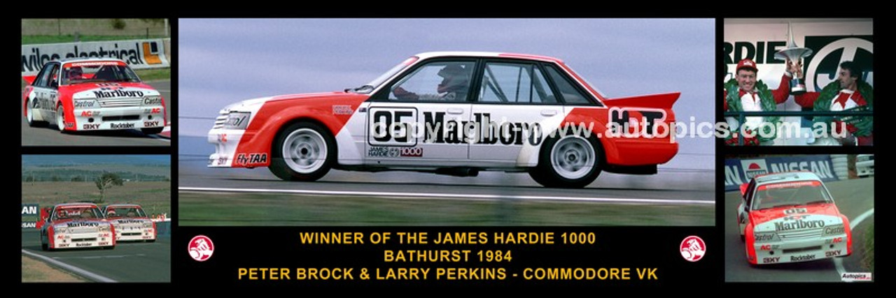 175 - Peter Brock & Larry Perkins, Commodore VK - Bathurst Winner 1984 -  A Panoramic Photo 30x10 inches.