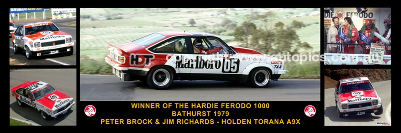 173 - Peter Brock & Jim Richards, Torana A9X - Bathurst Winner 1979 -  A Panoramic Photo 30x10 inches.
